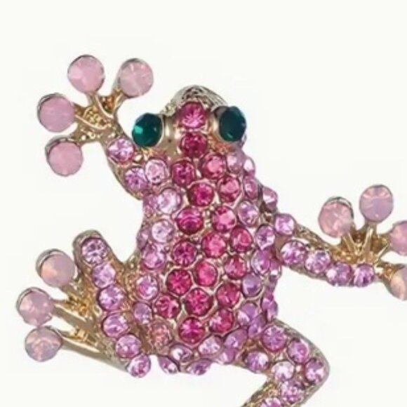 Vibrant Pink Rhinestone Frog Brooch - Picture 2 of 3